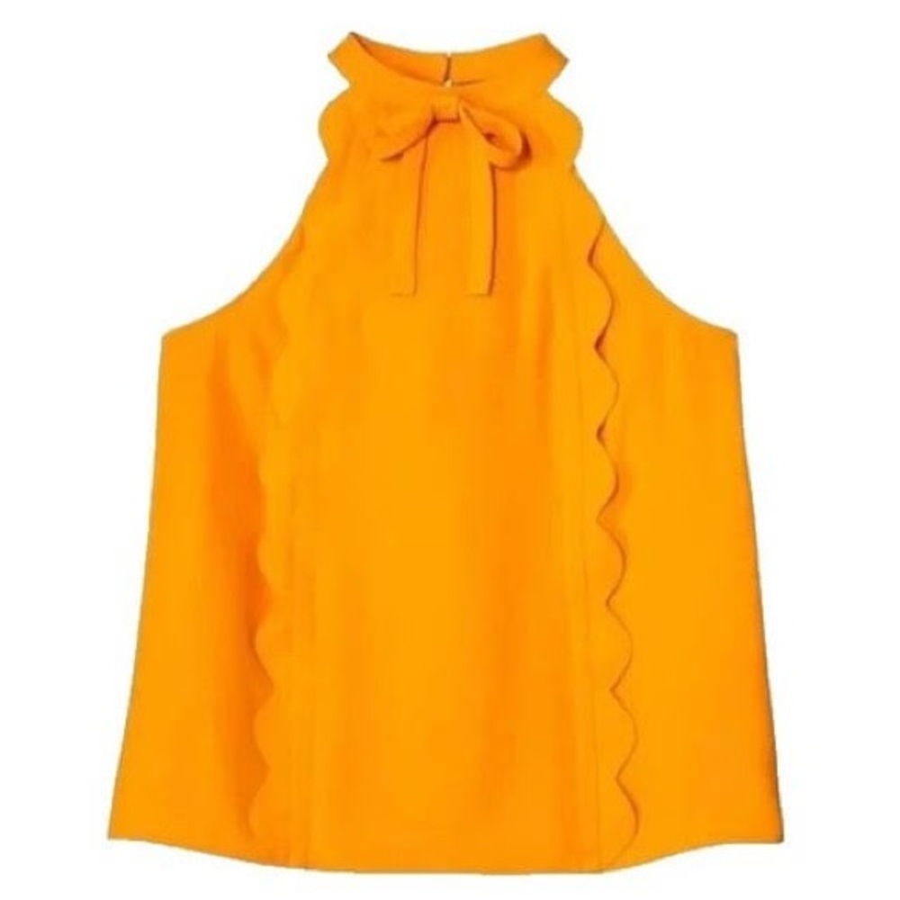 Victoria Beckham scallop Sleeveless Top like new Small gold yellow